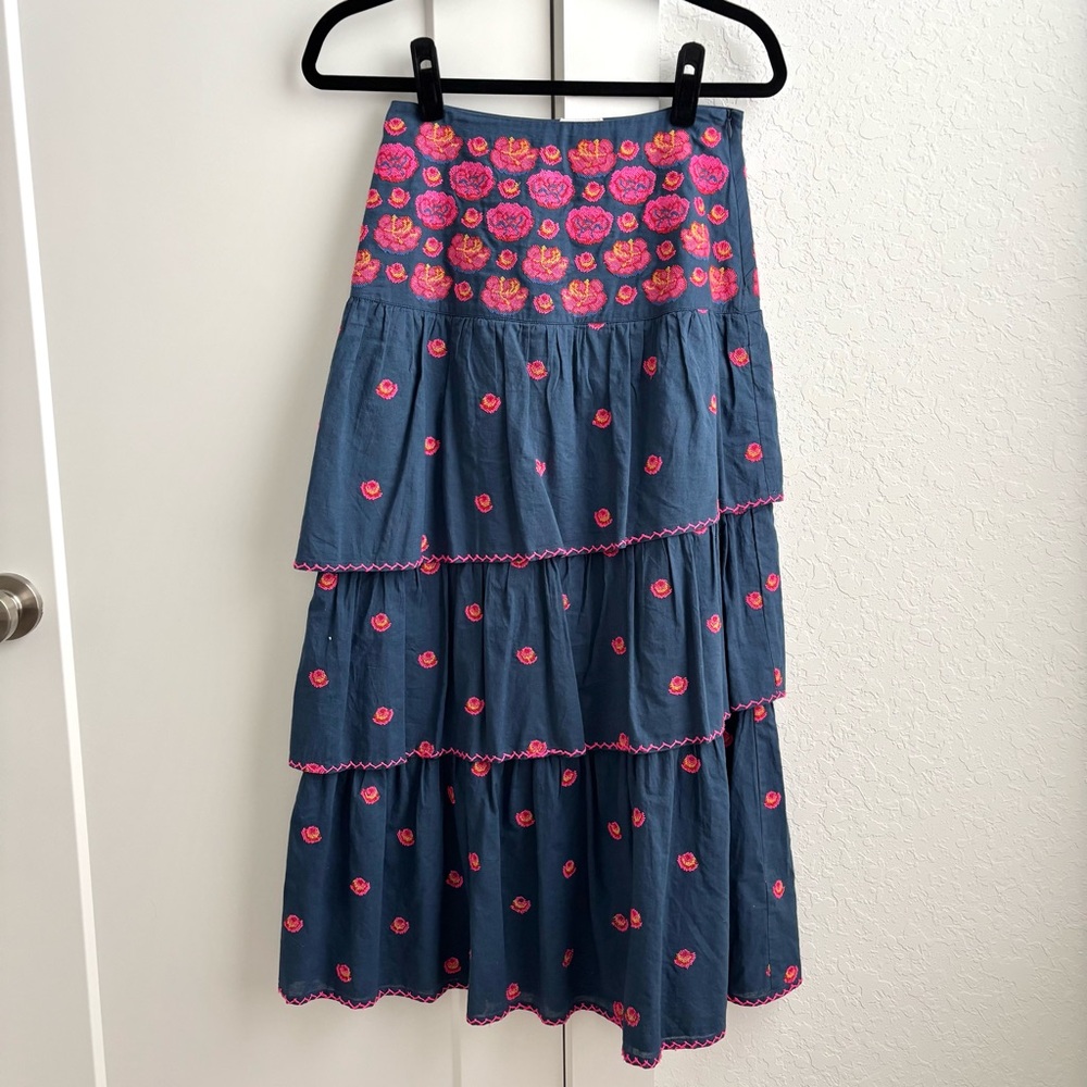 Nimo With Love Embroidered Tiered Maxi Skirt
